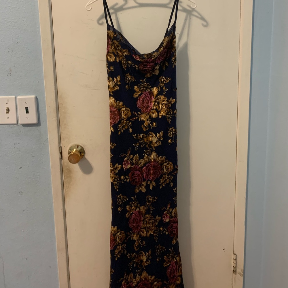 Princess Polly Navy Floral Maxi Dress with Rose and Gold Print